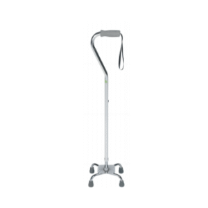 Swan-neck, Silver, Quad-base Walking Stick