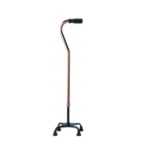 Swan-neck Walking Stick with Quad Base, Bronze